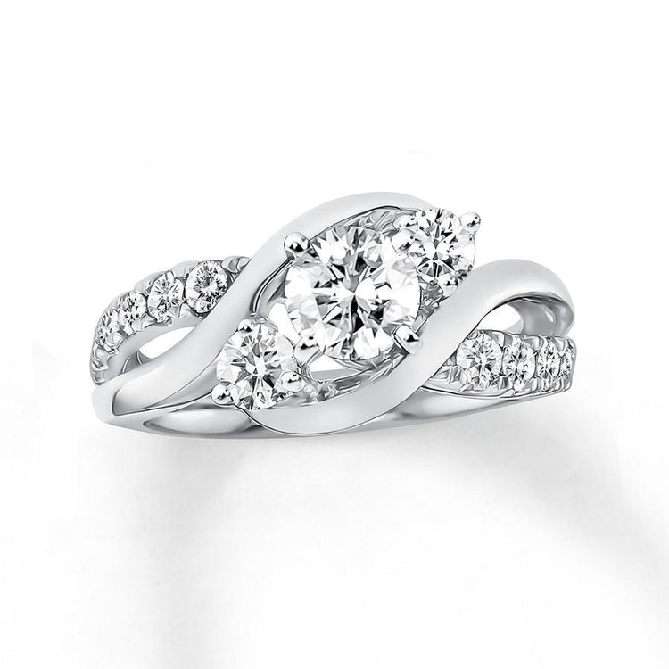Bague Anniversaire Réel Diamant Taille Ronde 1.85 Carats Or Blanc 14K Nouveau