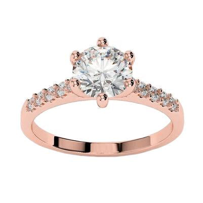 Bague Anniversaire Réel Diamants Ronds Étincelants De 3.25 Carats En Or Rose 14K