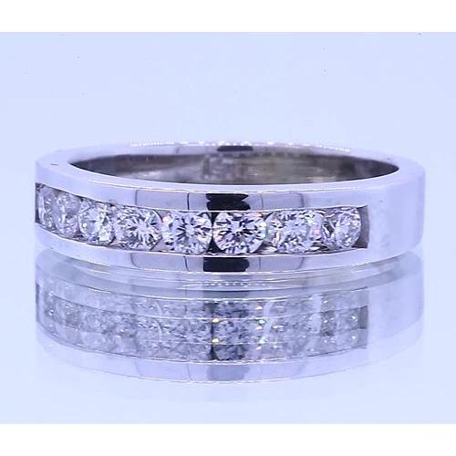 Bague Anniversaire Ronde 1.20 Carats Réel Diamants Or Blanc 14K Vs1 F