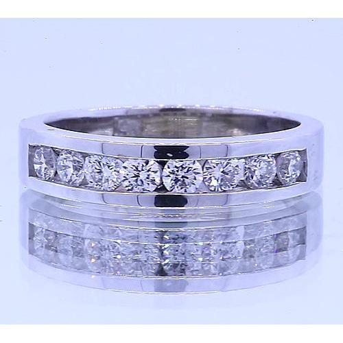 Bague Anniversaire Ronde 1.20 Carats Réel Diamants Or Blanc 14K Vs1 F