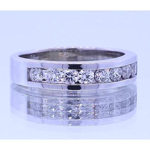 Bague Anniversaire Ronde 1.20 Carats Réel Diamants Or Blanc 14K Vs1 F