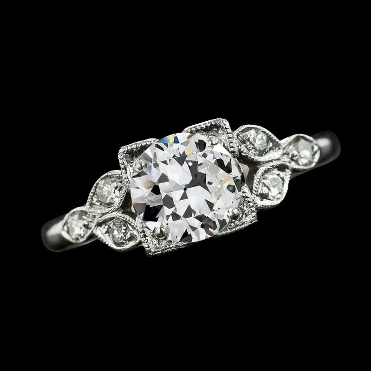 Bague Anniversaire Ronde Ancienne Mine Cut Réel Diamonds Split Tige 3 Carats