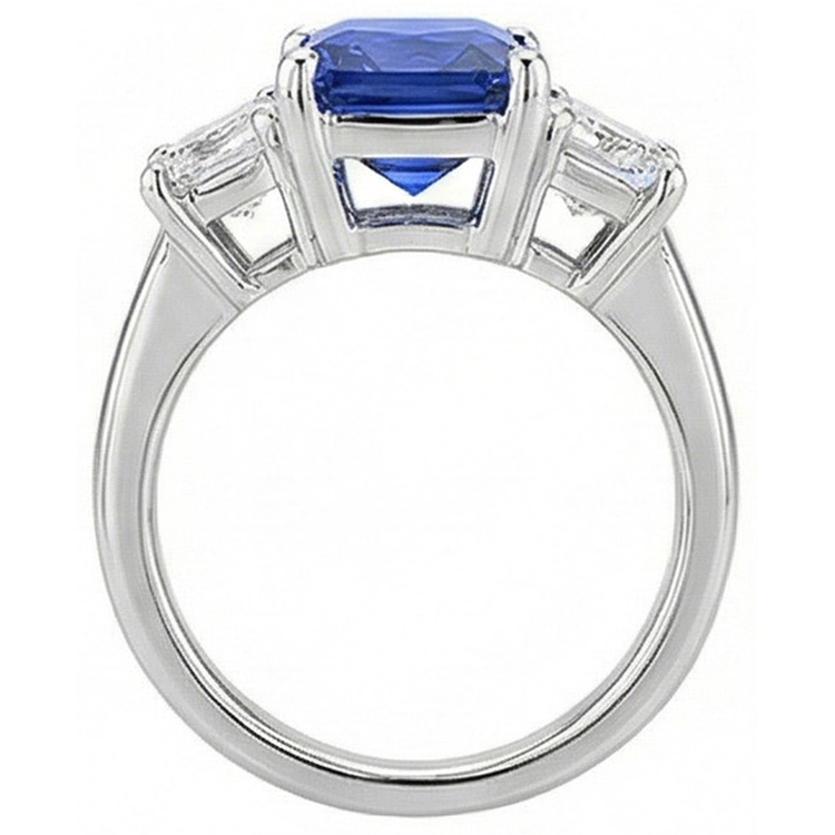 naturel radiant diamant 5carats bague vue de profil