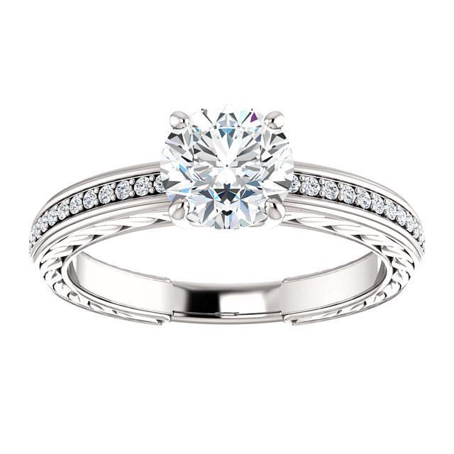 Bague Anniversaire Solitaire Avec Accents 1.76 Carats Naturel Diamant Rond
