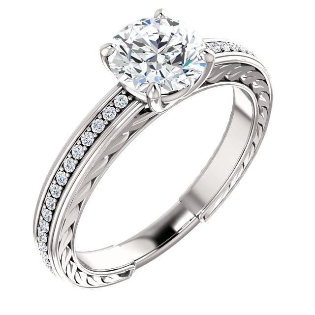 Bague Anniversaire Solitaire Avec Accents 1.76 Carats Naturel Diamant Rond