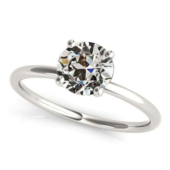 Bague Anniversaire Solitaire Réel Diamant Taille Ancienne Rond 2 Carats