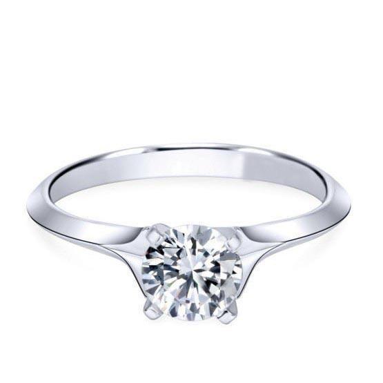 Bague Anniversaire Solitaire Scintillant 1 Carat Véritable Diamant Or Blanc 14K