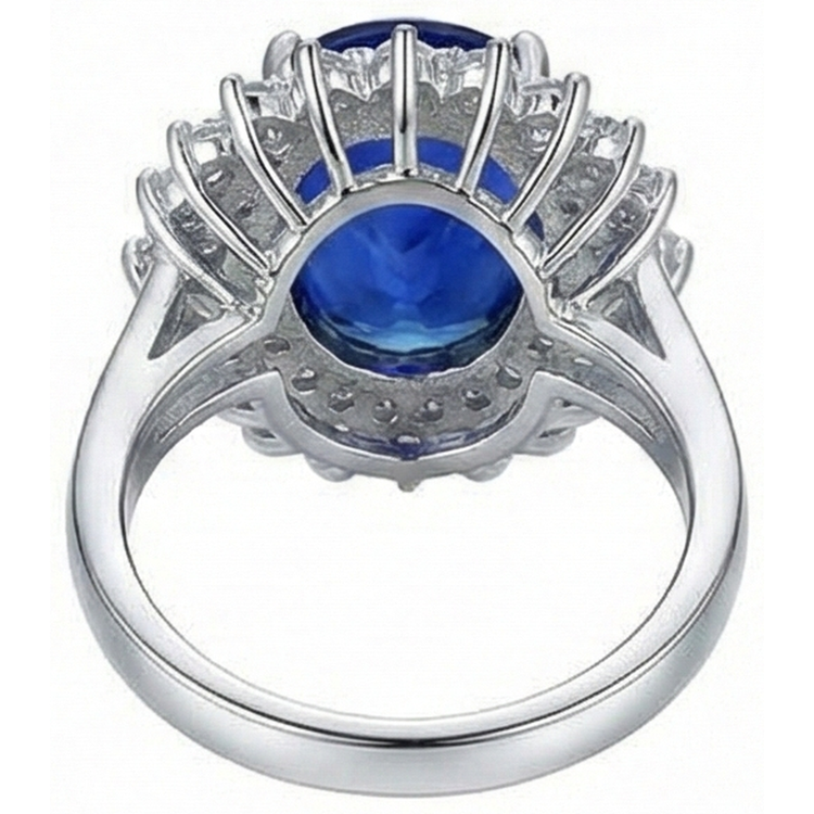 Bague Anniversaire Tanzanite Bleue Et Diamants Naturels Extraits des Mines ( et non cultivés en laboratoire ) Taille Ovale 1.85 Carats