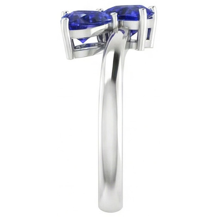 Bague Anniversaire Toi et Moi Coeur Saphir Ceylan 1.50 Carats Or