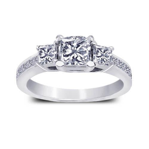 Bague Anniversaire Véritable Diamant 2 Carats Or Blanc 14K