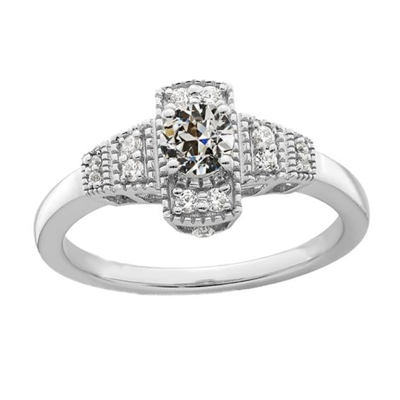 Bague Anniversaire Véritable Diamant Rond Vieux Mineur 2.25 Carats Or Blanc