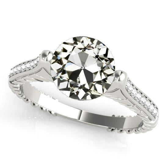 Bague Anniversaire Véritable Diamant Rond Vieux mineur Or Blanc 4.50 Carats