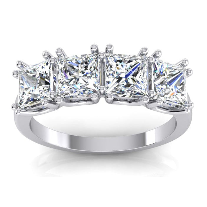 Bague Anniversaire à 3 Carats De Véritable Diamants Princesses