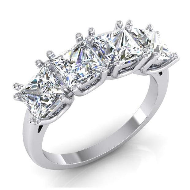 Bague Anniversaire à 3 Carats De Véritable Diamants Princesses