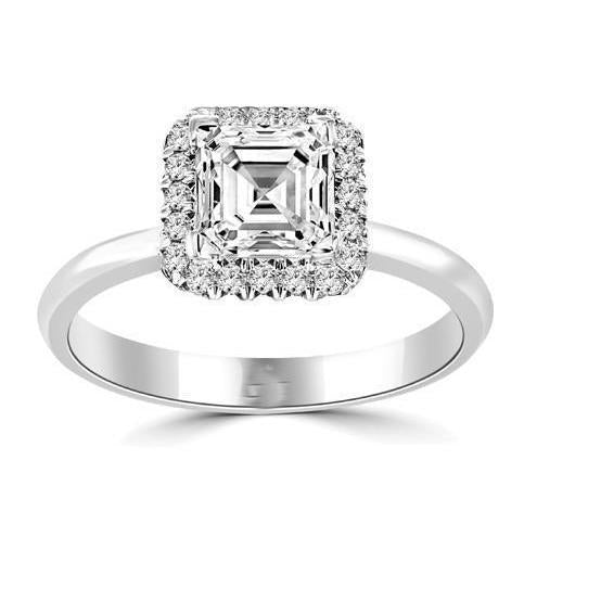 Bague Asscher Et Naturel Diamant Taille Ronde 2.75 Carats Or Blanc 14K