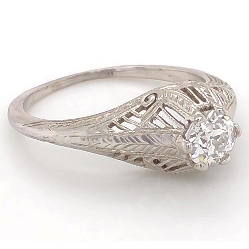 Bague Authentique Diamant 1 Carat Style Vintage Filigrane Millgrain