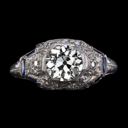 Bague Baguette Naturel Diamants Style Antique Vieux Miner Saphirs 2.50 Carats