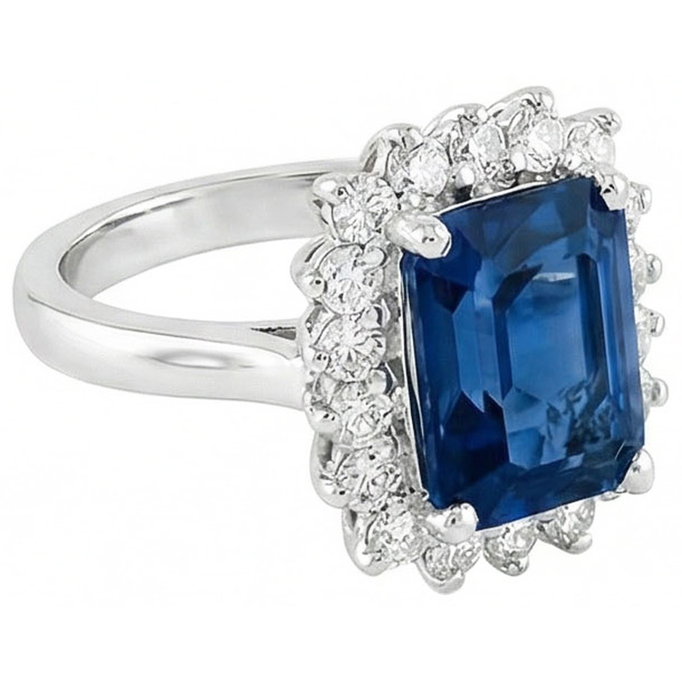 naturel cushion diamant 4carats bague vue de profil