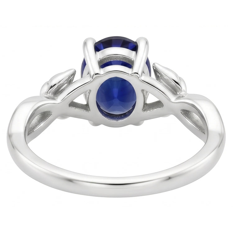 Bague Bijoux Pierres Précieuses Solitaire Style Feuille Saphir Ceylan 2 Carats