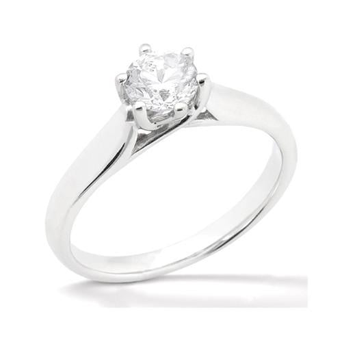 Bague Bijoux Solitaire 0.75 Carats Véritable Diamant Rond