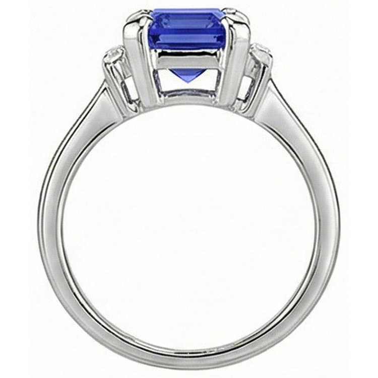 naturel baguette diamant 2.50carats bague vue de profil