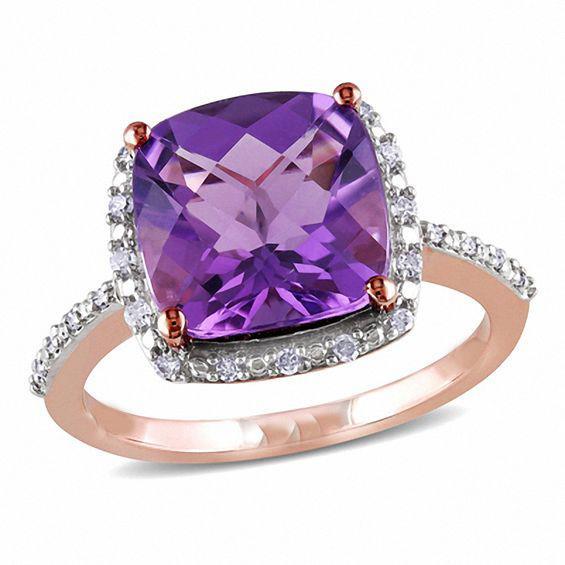 Bague Cocktail Diamant Améthyste Violet