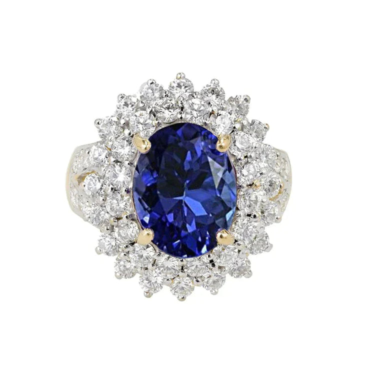 Bague Cocktail Halo Avec Tanzanite