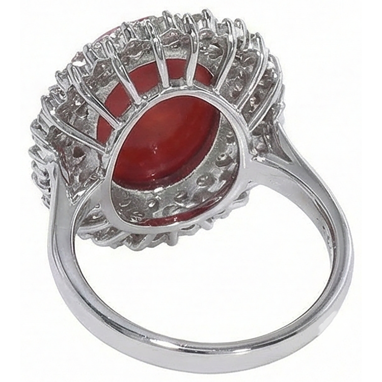 Bague Cocktail Halo Corail Rouge