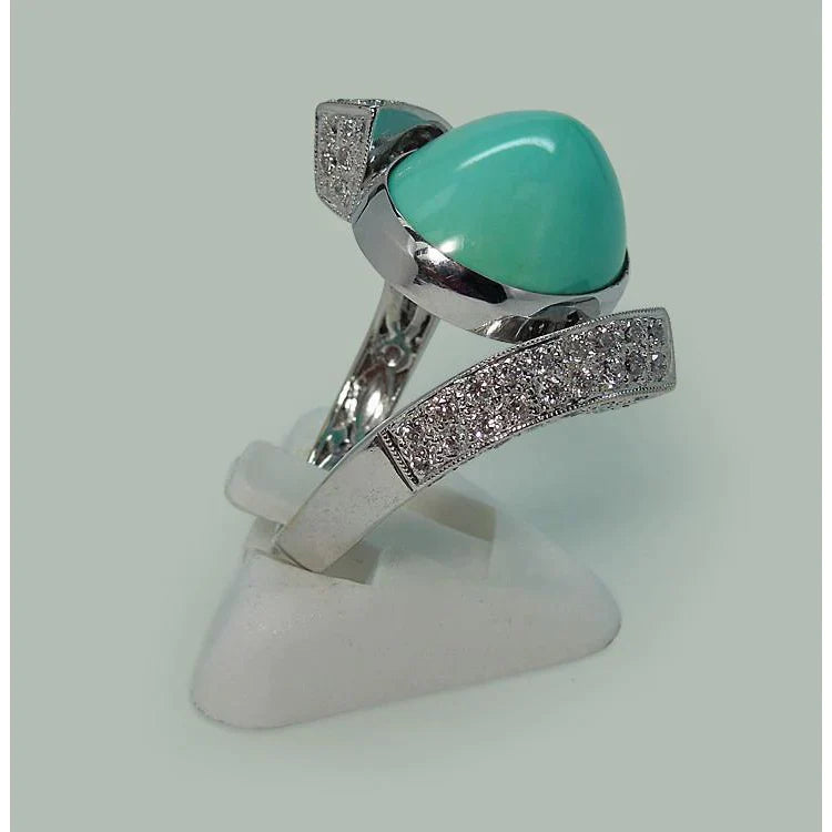 Bague Cocktail Turquoise Fabriquée à La Main