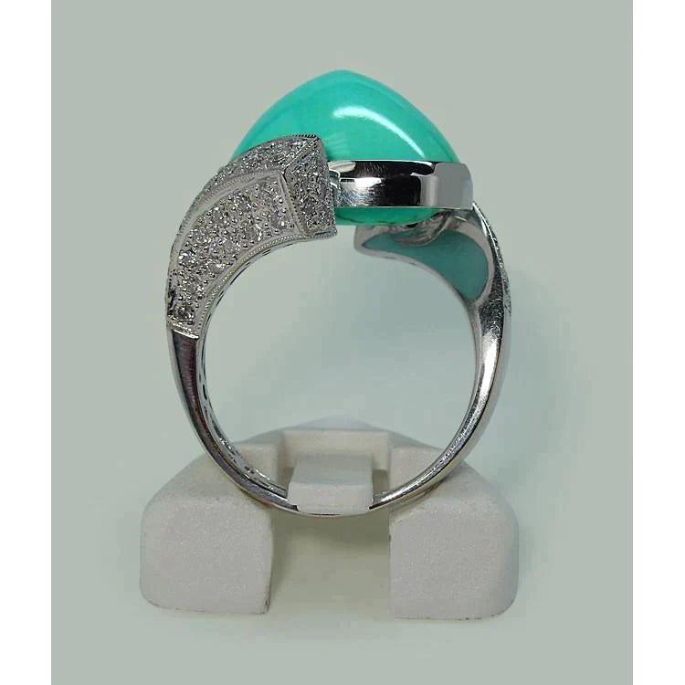 Bague Cocktail Turquoise Fabriquée à La Main