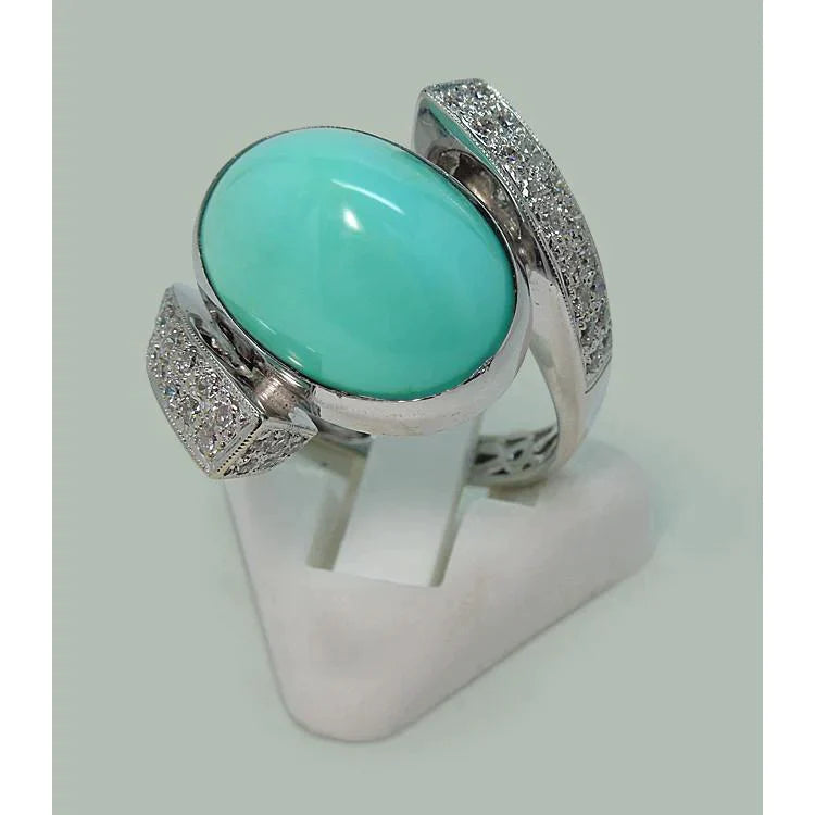 Bague Cocktail Turquoise Fabriquée à La Main