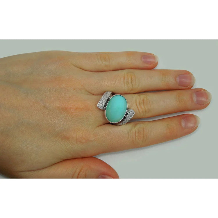 Bague Cocktail Turquoise Fabriquée à La Main