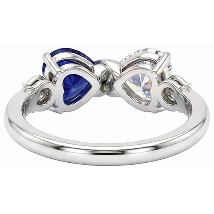 Bague Cœur Diamant & Saphir Bleu Bague Torsadée Or 3 Carats
