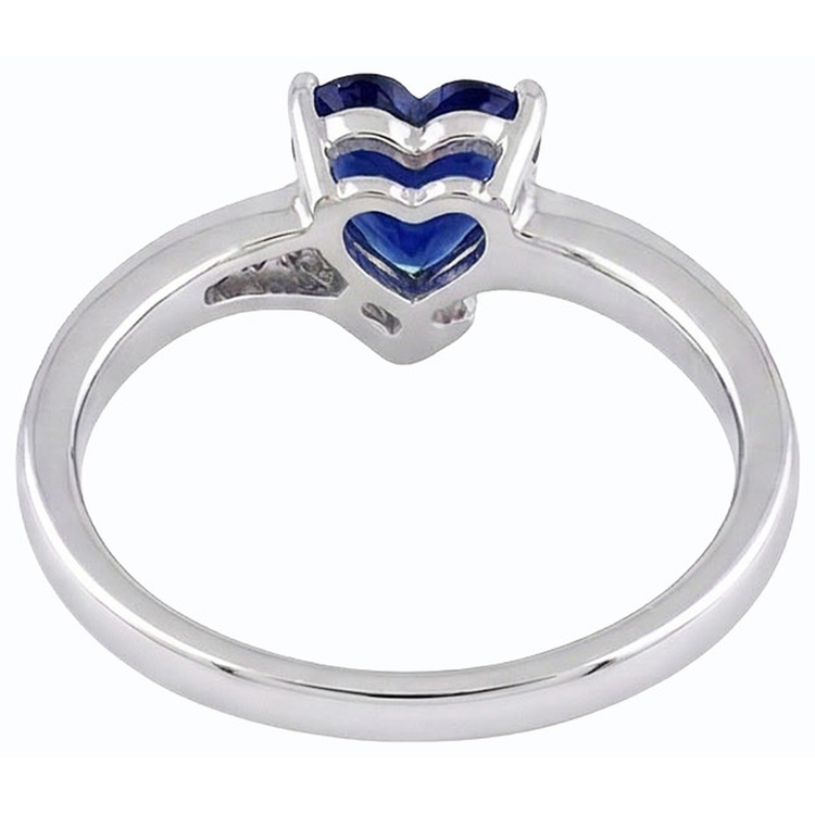 Bague Coeur Saphir Bleu Pierres Précieuses Tige Torsadée Diamants 2.50 Carats