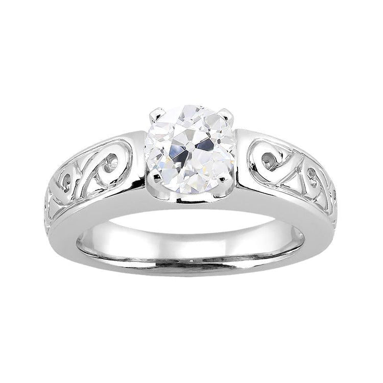 Bague D'Anniversaire À Véritable Diamants Ronds De Style Vintage. 1.75 Carats