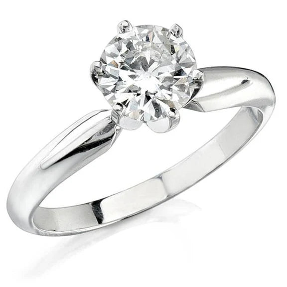 Bague D'Anniversaire De Mariage Réel Diamant Solitaire Coupe Ronde 1 Carat