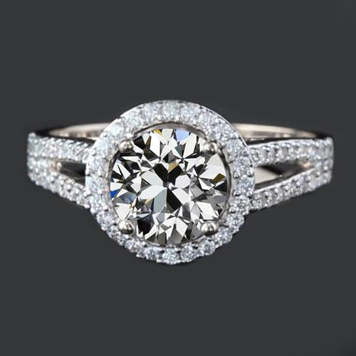 Bague D'Anniversaire Halo 4 Carats Ancienne Mine Cut Réel Diamond Split Shank