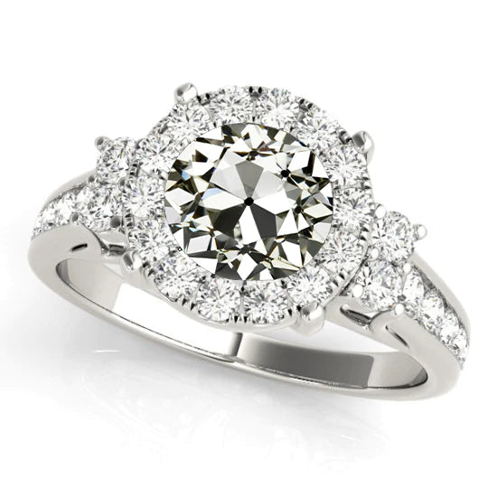 Bague D'Anniversaire Halo Vieux Mineur Réel Diamond Channel Set Accents 5 Carats