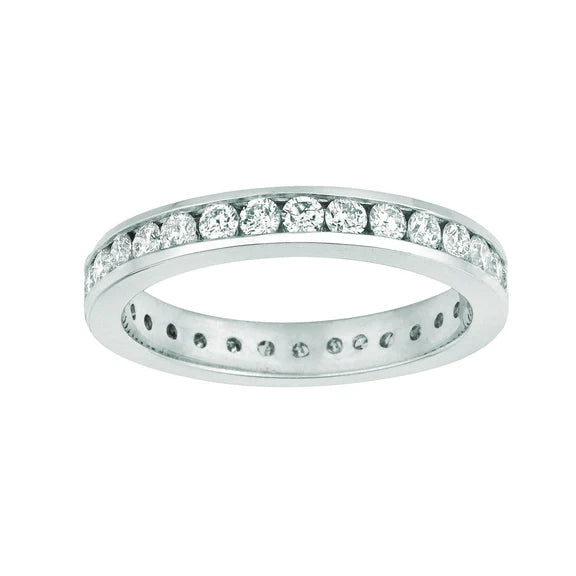Bague D'Eternité En Réel Diamants Sertis De Canaux 1.50 Carats En Or Blanc 14K