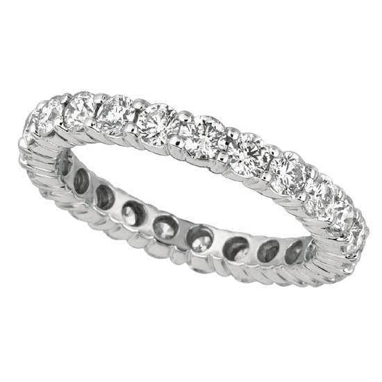 Bague D'Eternité Ronde A Réel Diamants Brillants 2.20 Carats En Or Blanc 14K