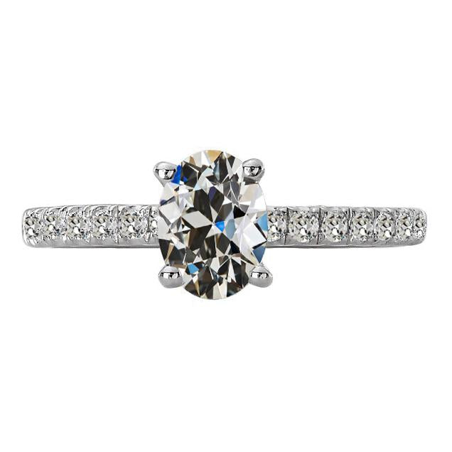 Bague Dame Ronde & Ovale Réel Diamant Taille Ancienne Mine 6.50 Carats