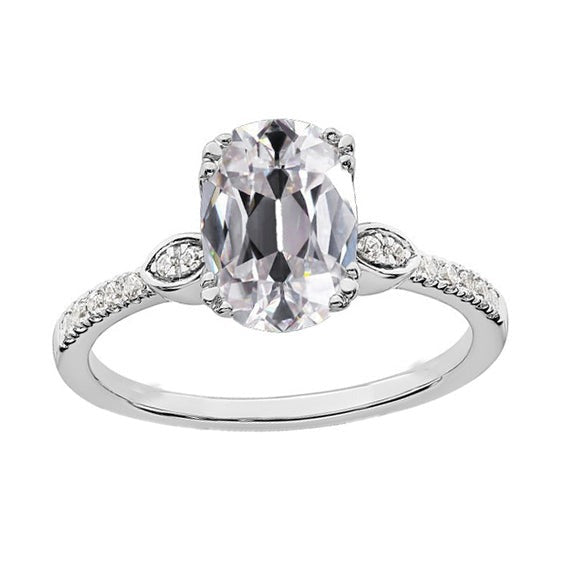 Bague Dame Ronde & Ovale Vieux Réel Diamant Mineur 5 Carats Bijoux Or 14K