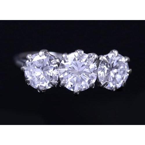 Bague D'anniversaire 3 Pierres Véritable Diamant 2.25 Carats Sertie De Griffes Bijoux