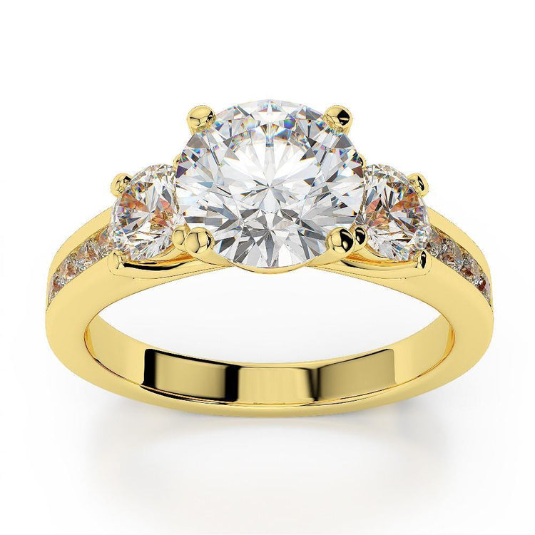 Bague D'anniversaire A Trois Véritable Diamants Ronds Taille Brillant De 3.90 Carats