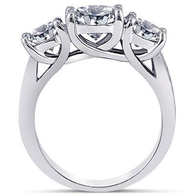 Bague D'anniversaire De Mariage De Style 3 Pierres Avec Naturel Diamants Ronds De 4.31 Carats