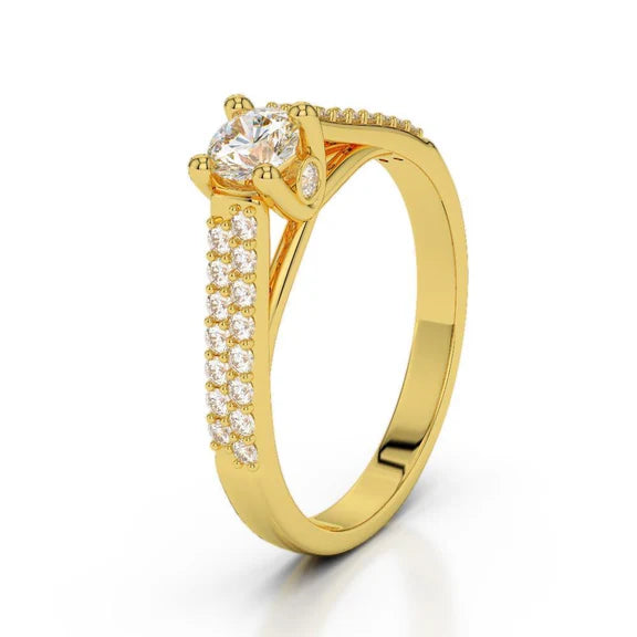 Bague D'anniversaire En Réel Diamant Rond De 1.50 Ct. bijoux En Or Jaune Neuf