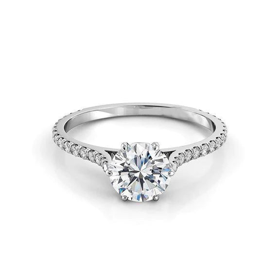 Bague D'anniversaire Pour Femme Avec Réel Diamants Ronds De 3 Cts En Or Blanc