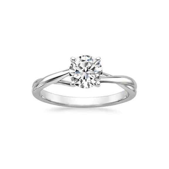 Bague D'anniversaire Solitaire Réel Diamant Coupe Ronde Scintillante 2 Ct