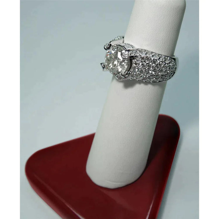Bague De Cocktail En Diamant Véritable Rond Pour Femme