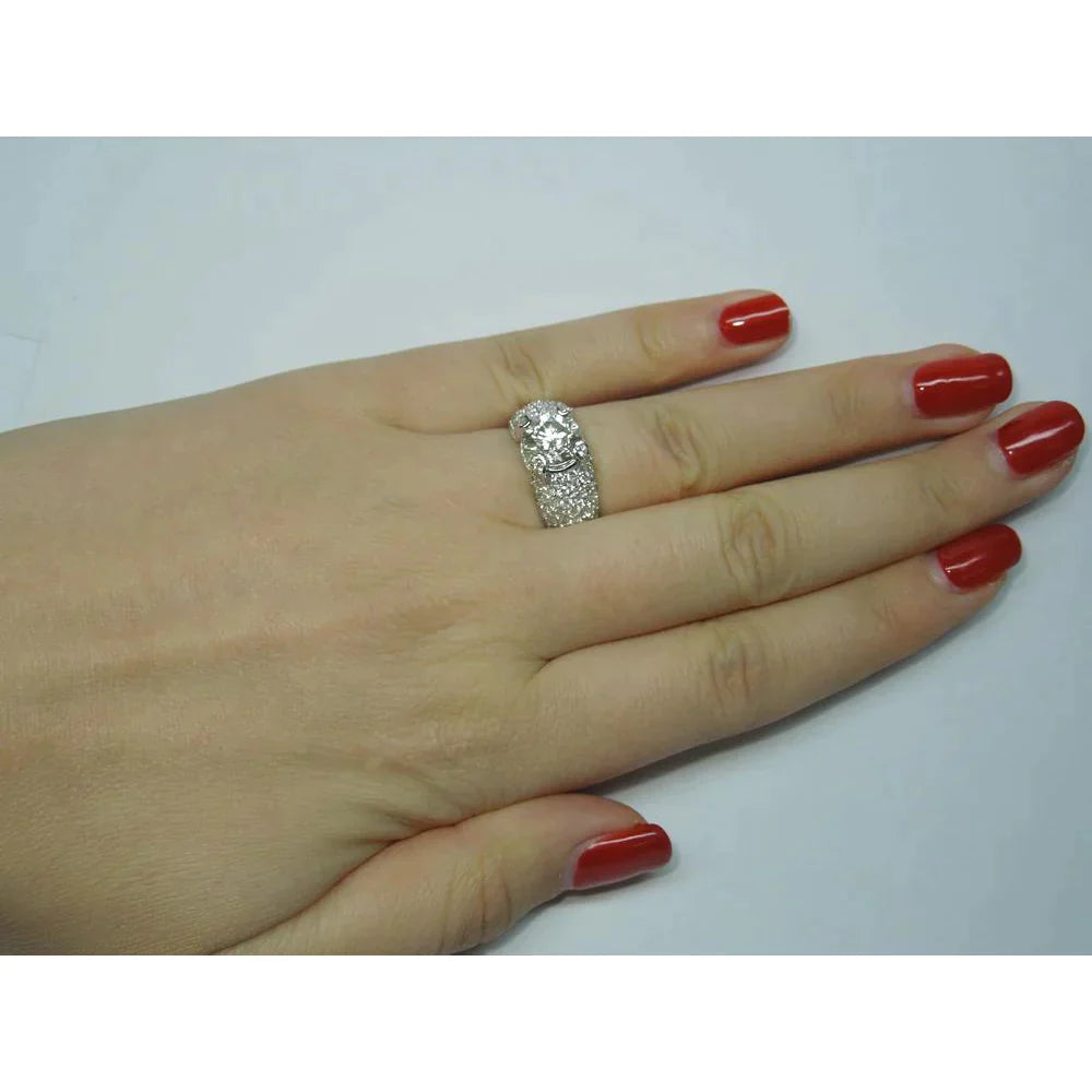 Bague De Cocktail En Diamant Véritable Rond Pour Femme
